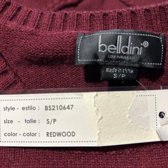 NWT Womens Belldini Burgundy Redwood Knit Pullover Sweater S/P * - Picture 10 of 10